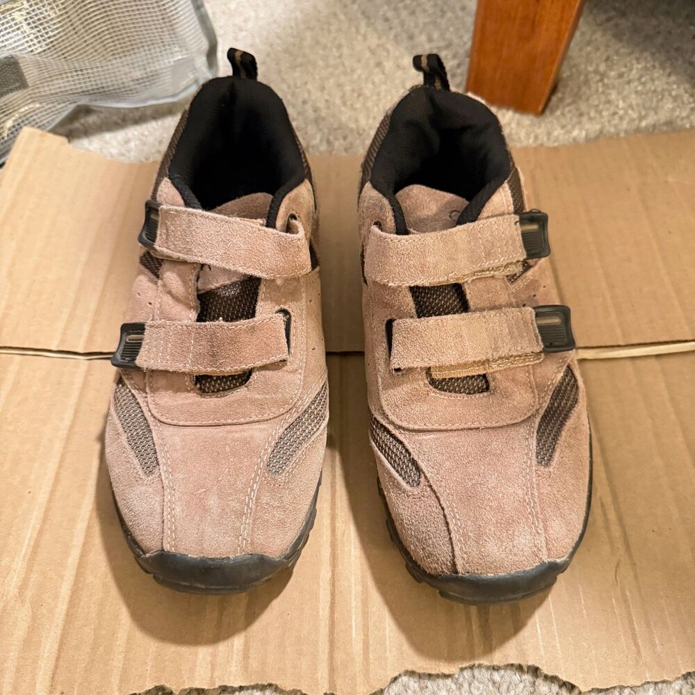 Cherokee Suede Double-Strap Walking Shoes Kids 5 — Tan, Easy Velcro Close